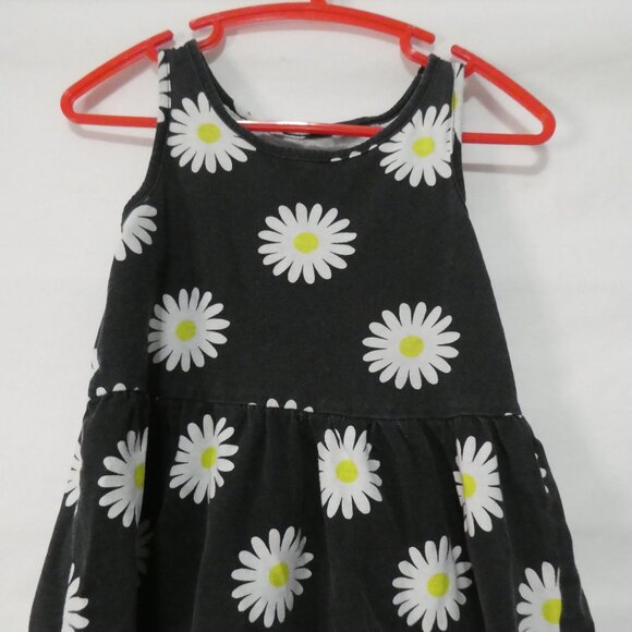 Black Floral Cotton Summer Dress P2P 10.5 inches measured Not Lined - Picture 6 of 14